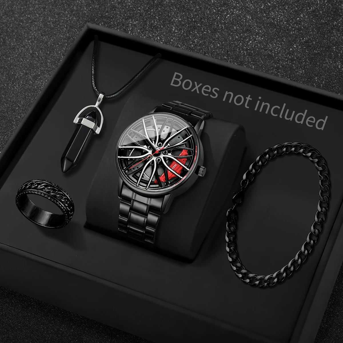 Mystery Jewelry Jar Watches - 4-delige set modieuze 3D autowiel wijzerplaat