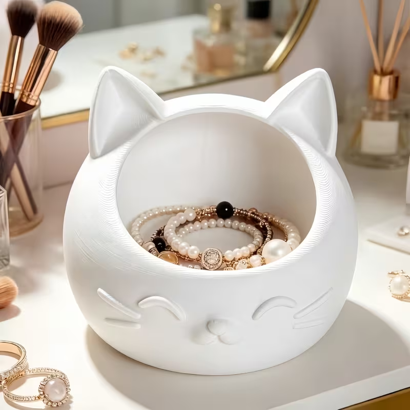 Jewelry Box Watches Bracelets - Mini Cartoon Katvormige Opbergdoosje Schattig Nachtkastje-Organizer