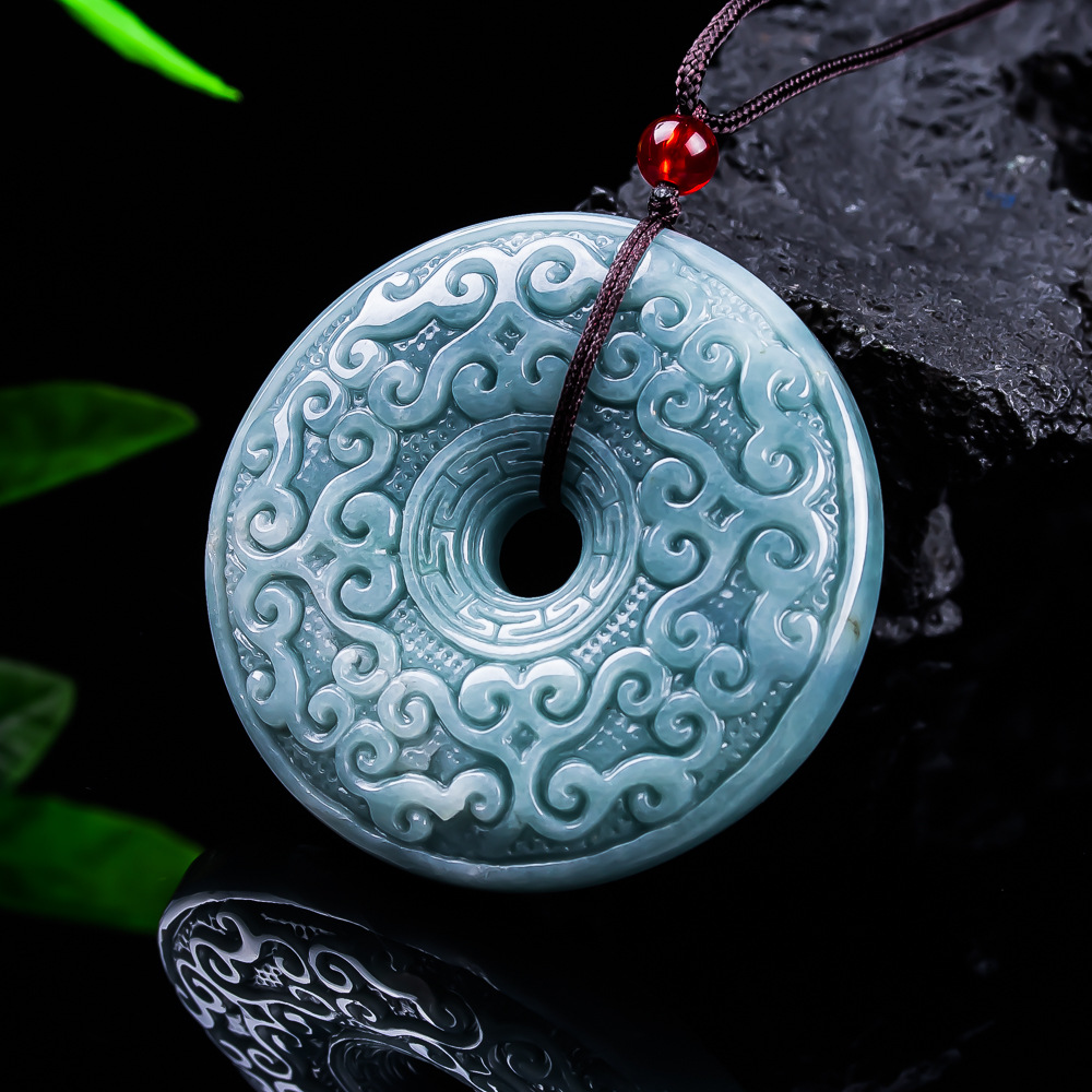 The Jewelry & Watches - Natuurlijke Birmese Jadeïet Bloem Hanger Ketting