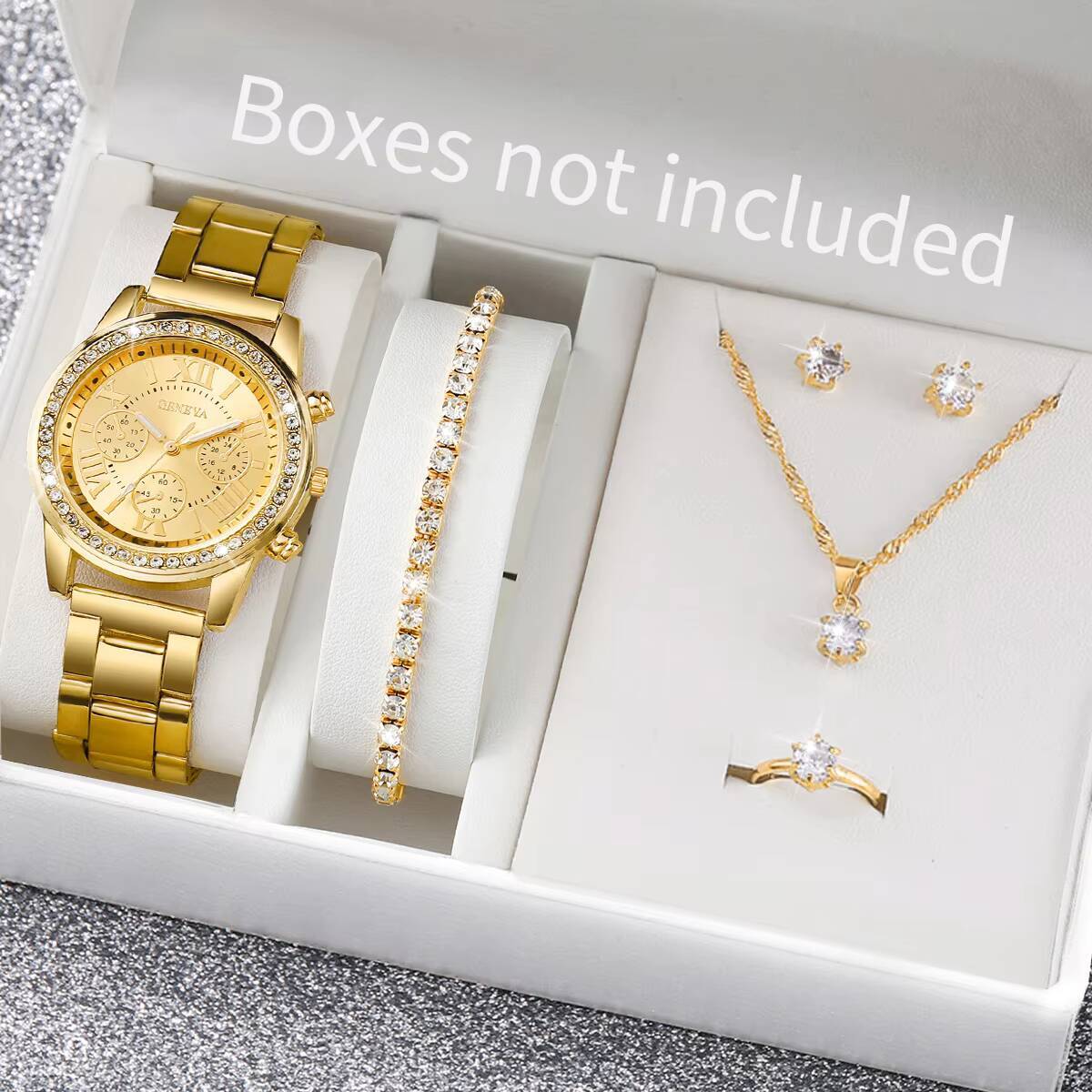 Mystery Jewelry Jar Watches - 6 stks/set mode strass dameshorloges analoog