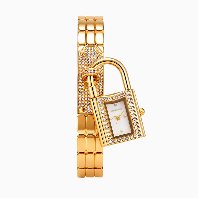 Jewelry Diamond Watches - Concavevormige armband met slotvormige hanger, diamanten