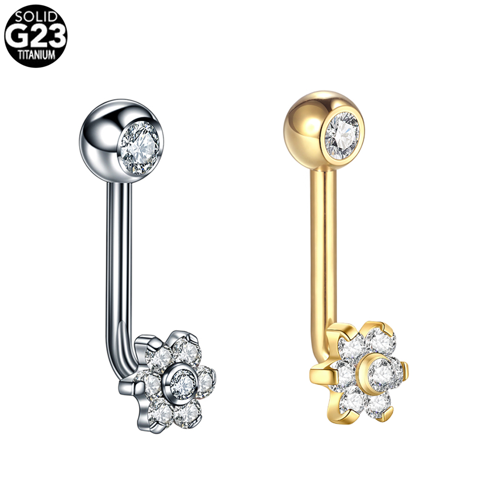 Christina Jewelry & Watches Marguerite Ørestik Forgyldt Sølv - 1pc 14G Titanium Bloem Christina Piercings