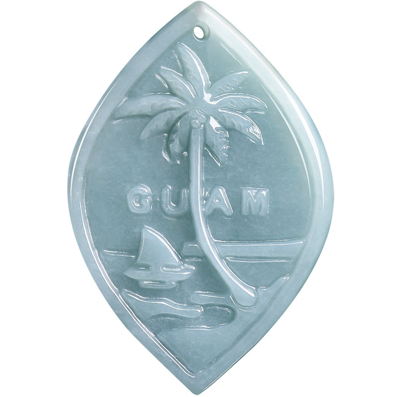 Pacific Jewelry & Watches Los Angeles - Myanmar Jadeïet Pacific Hanger Ketting Gesneden