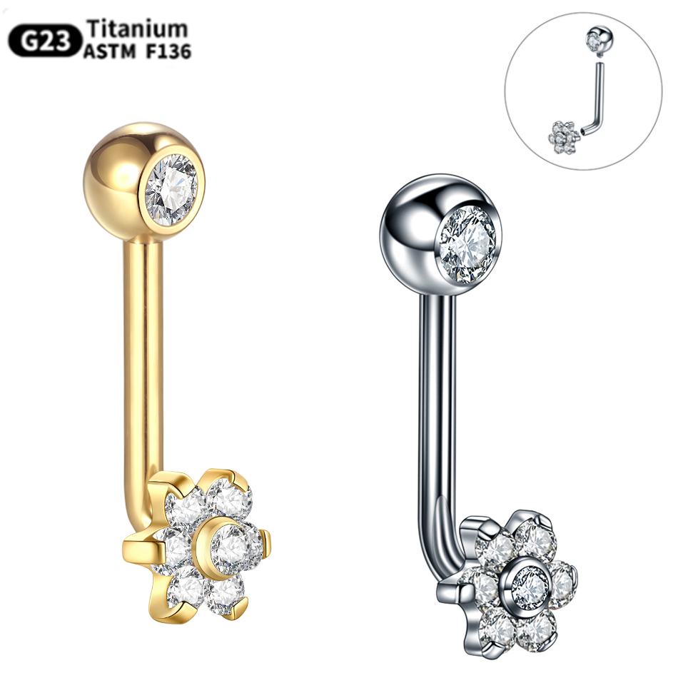 Christina Jewelry & Watches Marguerite Ørestik Forgyldt Sølv - 1 ST Titanium Christina Piercing Bloem