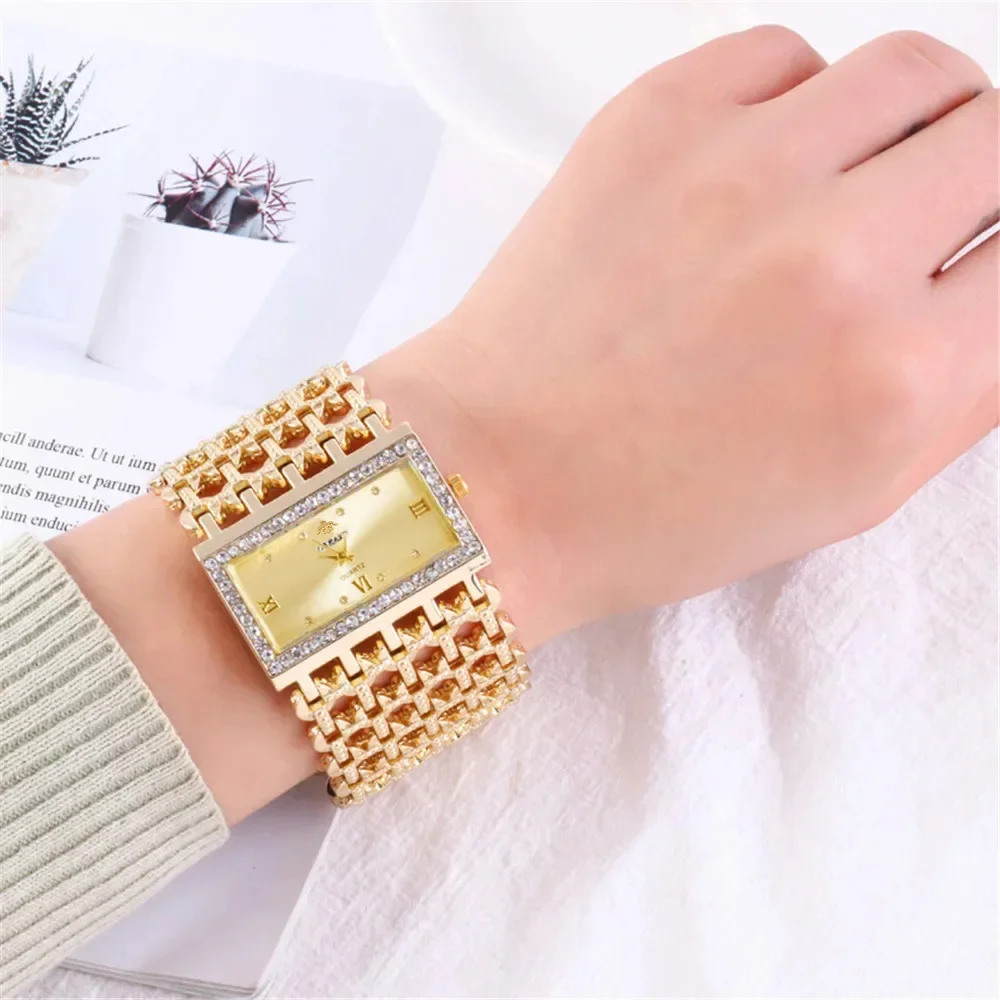 Jewelry Diamond Watches - Luxe dameshorloge met vierkante diamanten, quartz