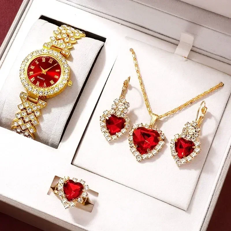 Mystery Jewelry Jar Watches - Gouden Luxe Horloge Vrouwen Ring Ketting