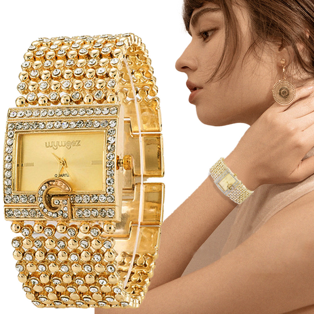 Jewelry Diamond Watches - Eenvoudige Vierkante Gouden Horloges Vrouwen Mode
