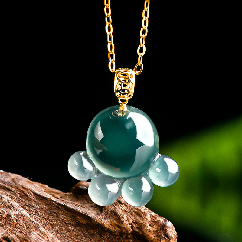 The Jewelry & Watches - Natuurlijke echte smaragd blauw water jade
