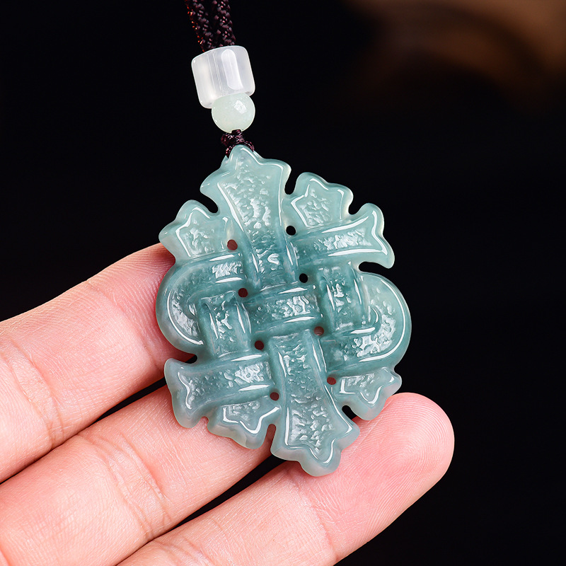 The Jewelry & Watches - Natuurlijke Birmese Jadeiet Chinese Knoop Hanger