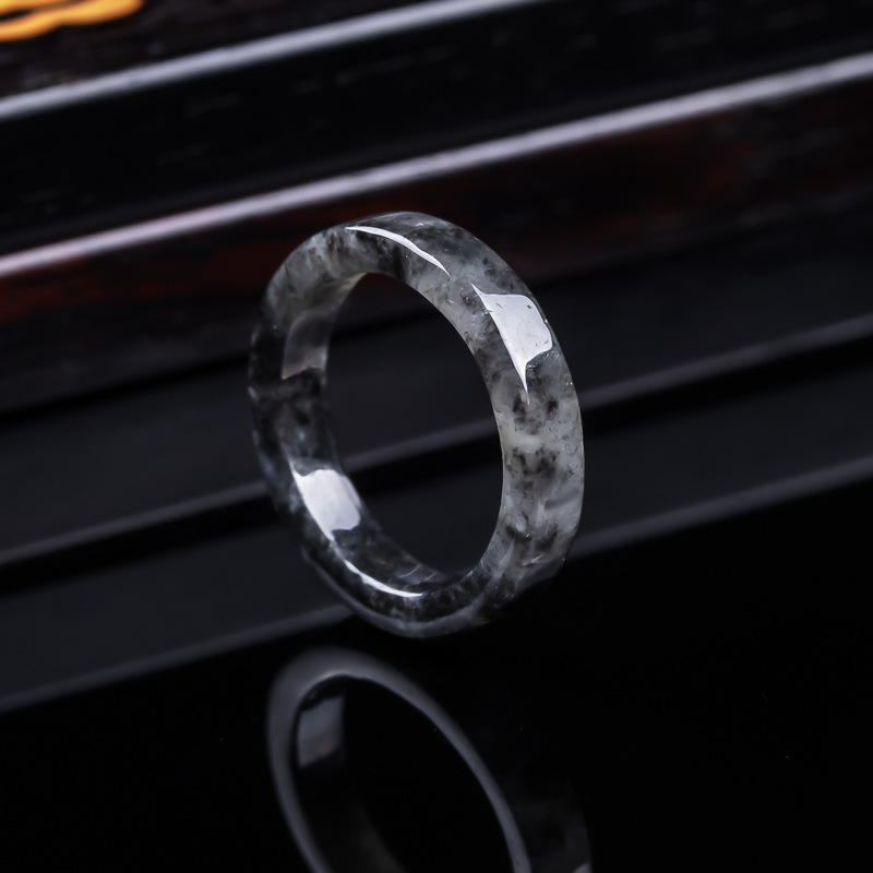 The Jewelry & Watches - Natuurlijke A-klasse Birmese, zwarte jadeiet ijs-type
