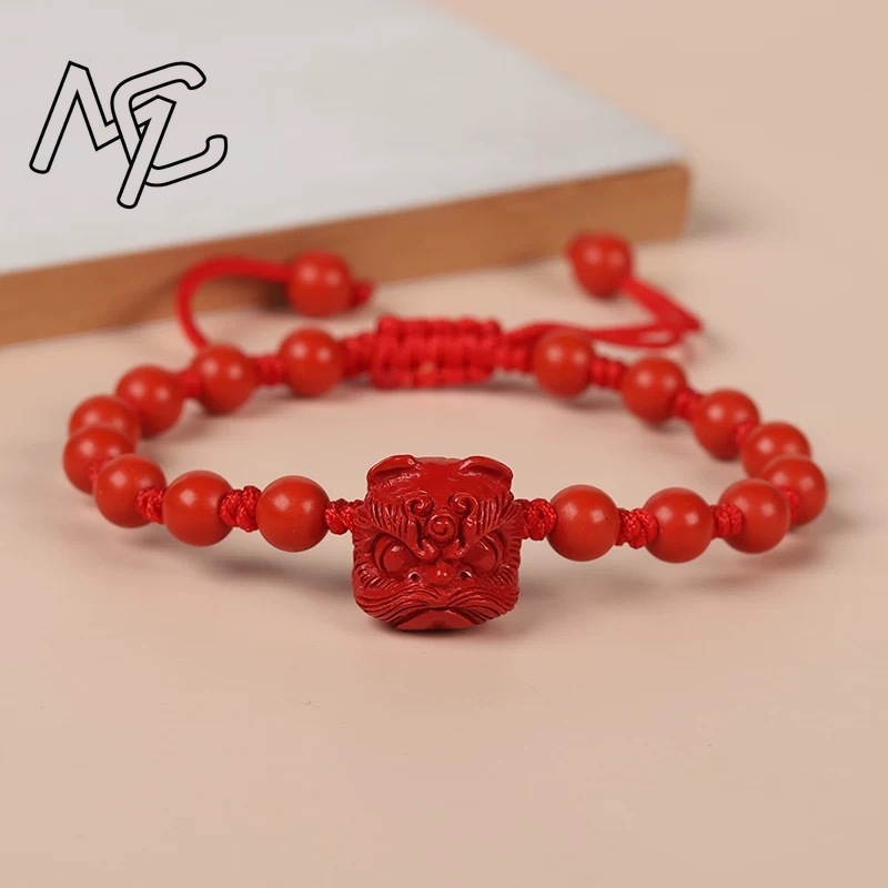 Echte rode Cinnaber leeuwendan - Gemstone Bracelet Healing recensie en prijs