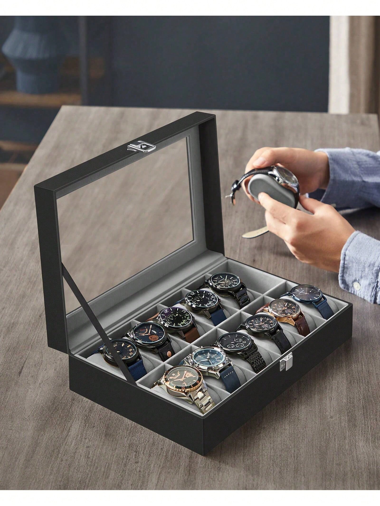 12-vakjes afsluitbare horloged - Jewelry Box Watches Bracelets recensie en prijs