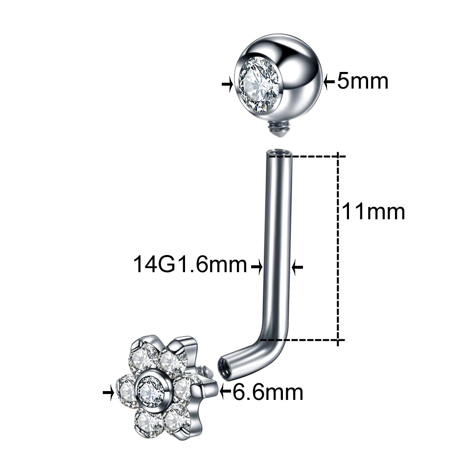 1Pc G23 Titanium Kristal Bloem - Christina Jewelry & Watches Marguerite Ørestik Forgyldt Sølv recensie en prijs