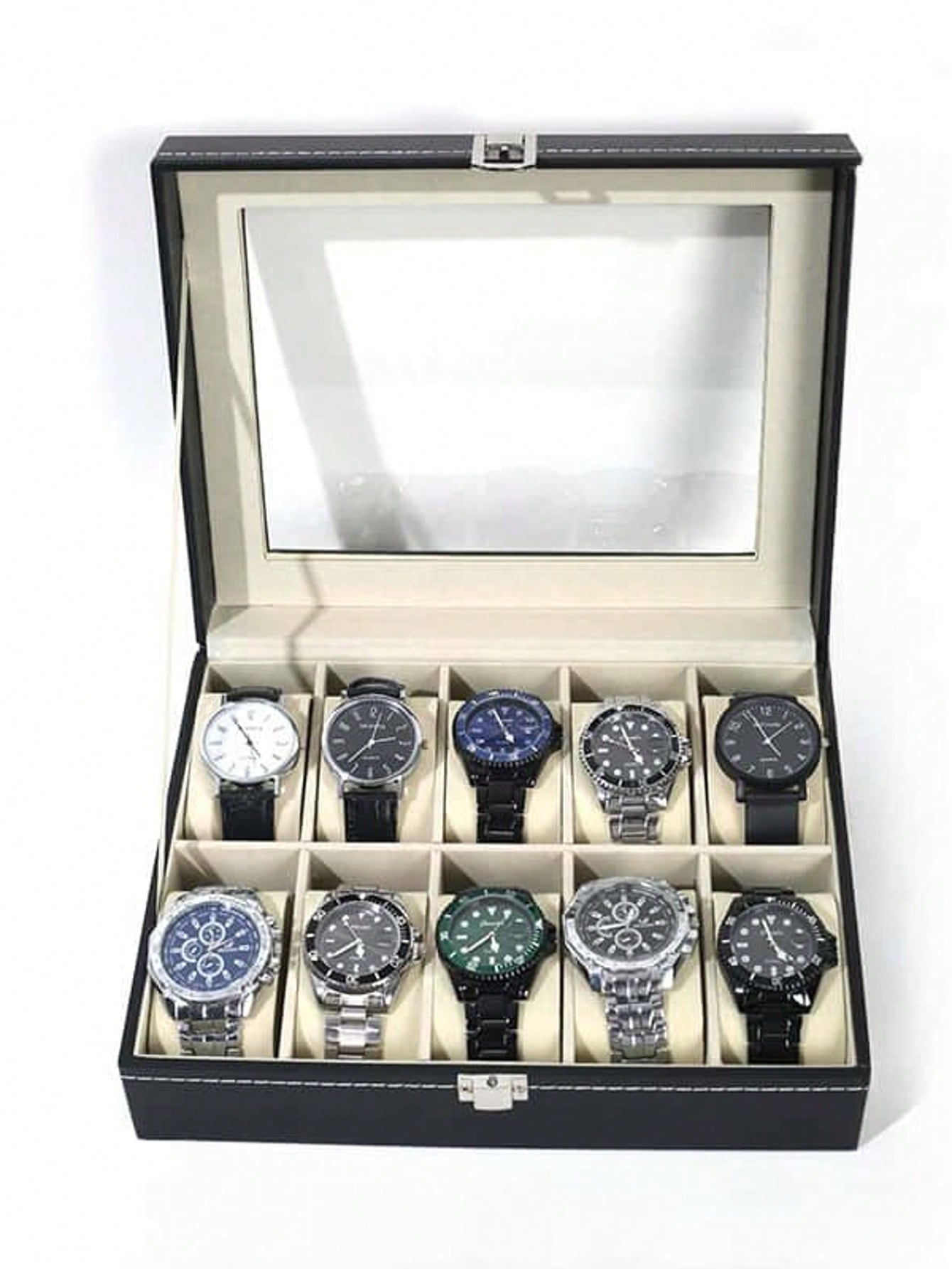 Leren horlogedoos met slot, gr - Mystery Jewelry Jar Watches recensie en prijs