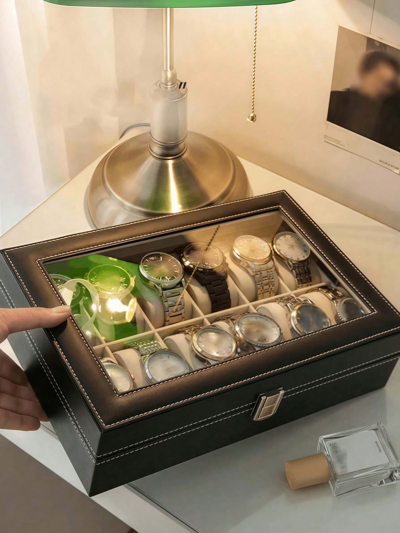 Leren horlogedoos met slot, gr - Mystery Jewelry Jar Watches recensie en prijs