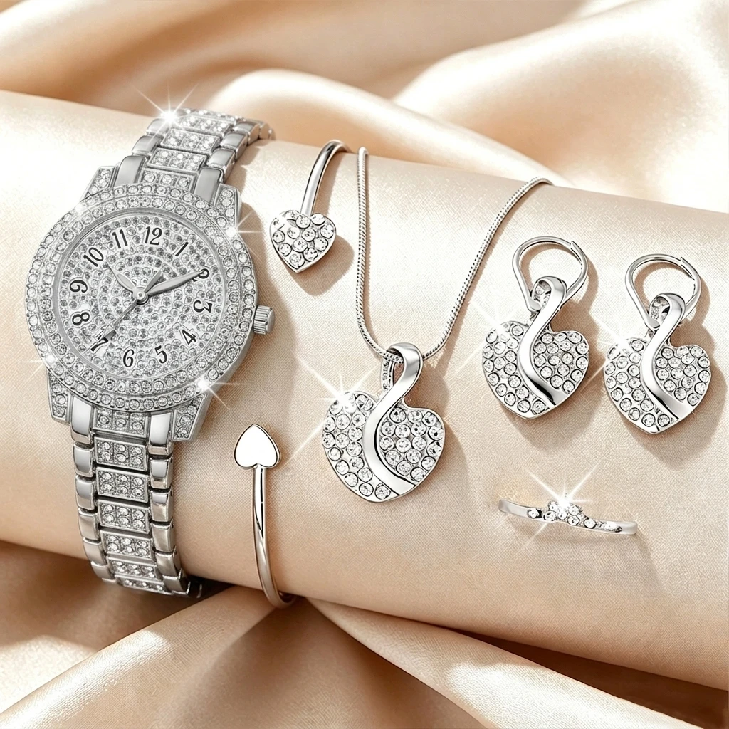 6PCS Fashion Rhinestone Damesh - Mystery Jewelry Jar Watches recensie en prijs